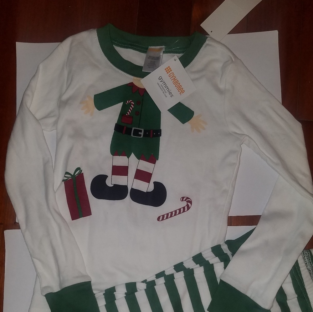 Gymboree Christmas Elf gymmies Sleepwear Sz 7